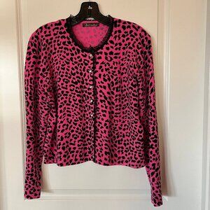 SURREALIST Pink/Black Animal Print Cardigan Sweater